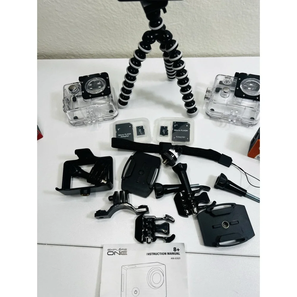 2 Action Cameras 4K Wifi Cameras 1 HD 4k + Many Accessories Bundle 2Cases Tripod
